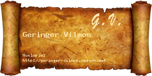 Geringer Vilmos névjegykártya
